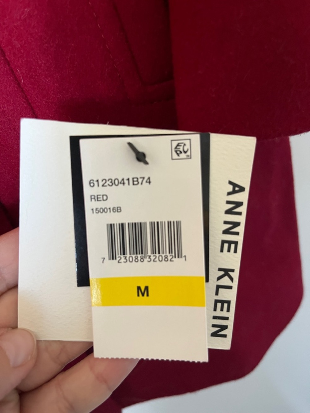 Anne Klein Red Double-Breasted Wool Peacoat - Picture 3 of 5